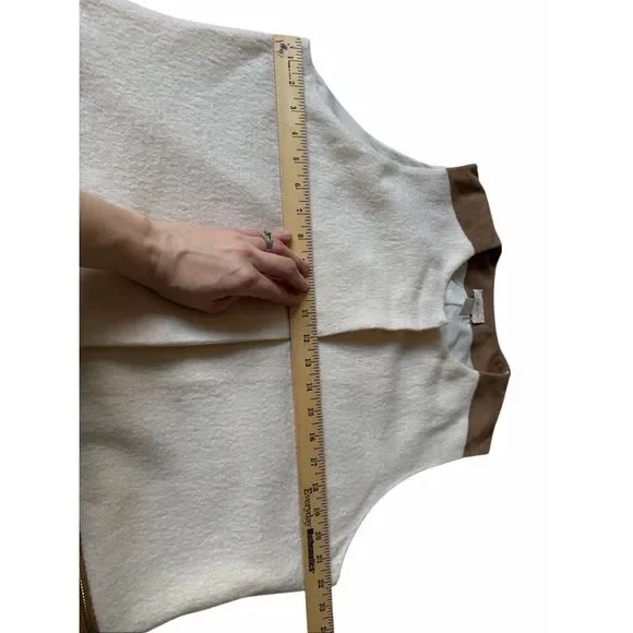 Chico’s Vest Ivory Wool Faux Suede Zip Pockets Cream Tan 2 US Large - Picture 7 of 13